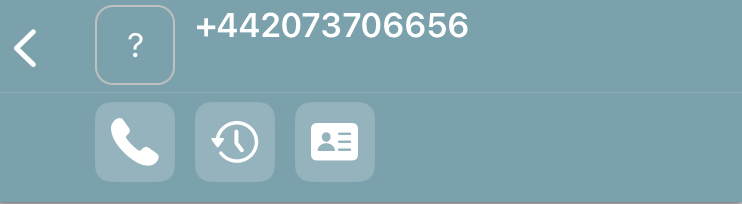 de weergave van de opties voor het onbekende nummer. gebruik het icoon van het visitekaartje om een contact aan te maken voor het nummer.